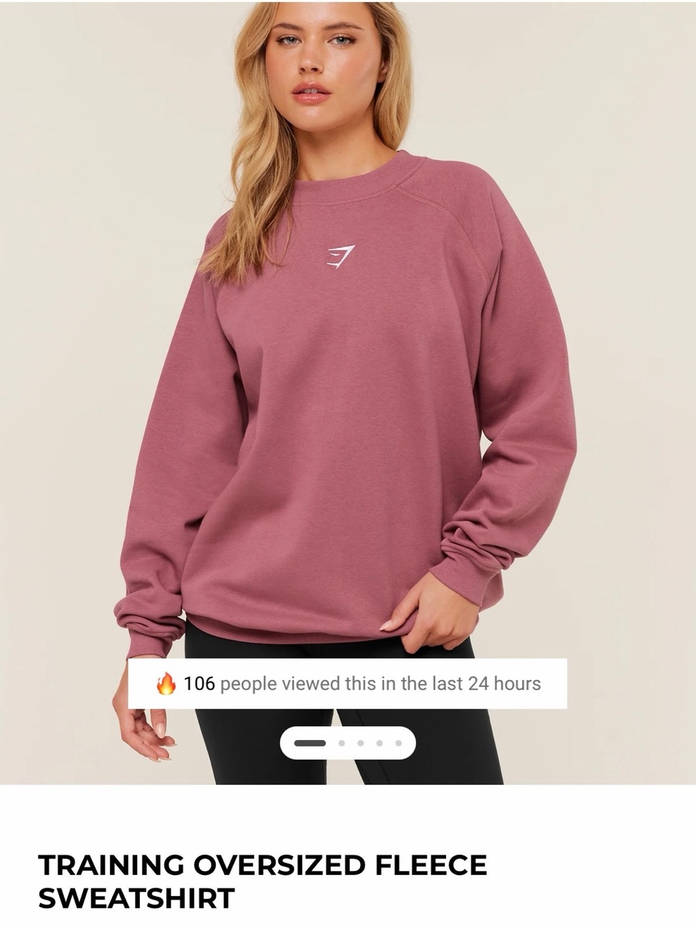 Gymshark Oversized Crew Sweatshirt - Mauve Rose